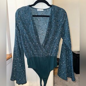 Emory Park Teal Floral Bodysuit